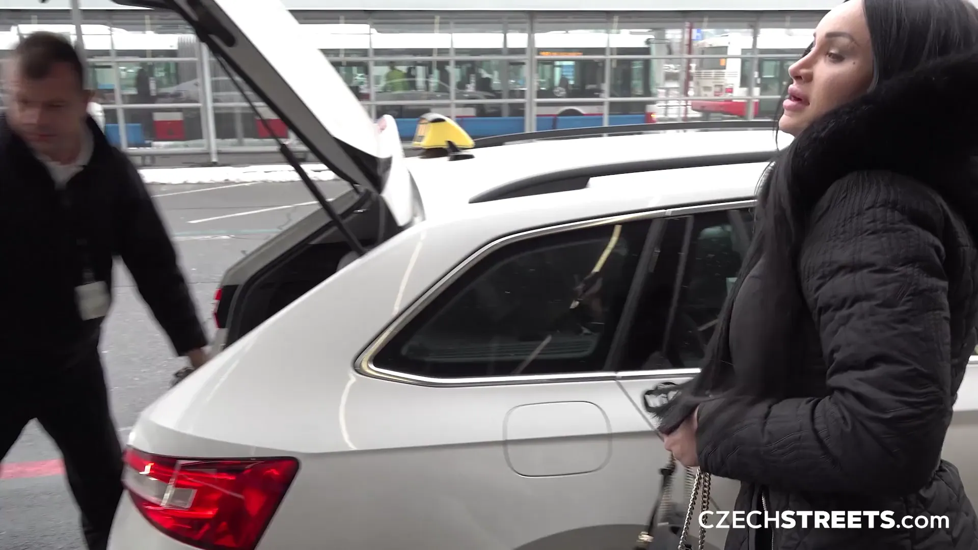 Airport Surprise. Two chicks with dicks. (Czech Street)