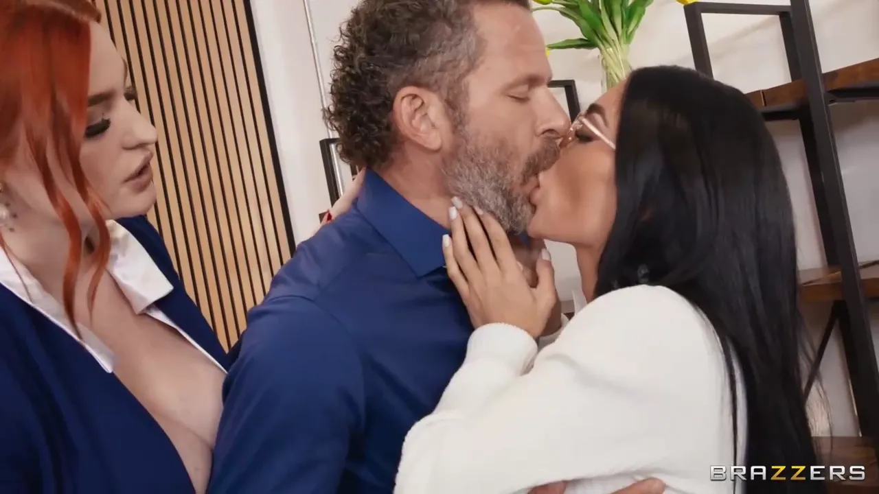 Office Threesome: Boss with Big Breasts Engages in Steamy Encounter