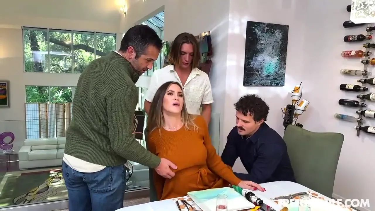 Busty Babe Joins a Group of Men for an Intimate Encounter