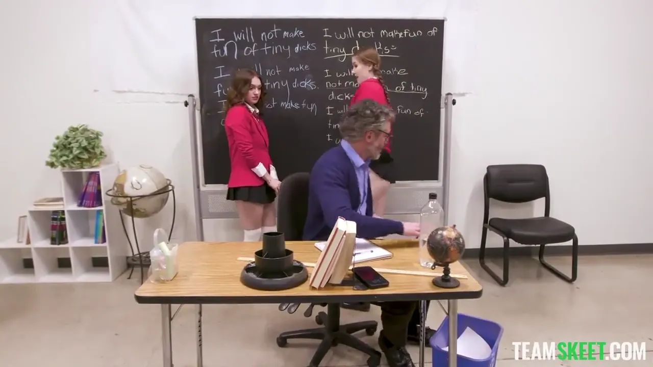 Two College Students in Short Skirts Engage in Intimate Lessons