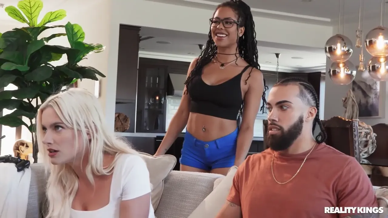 Sensational Interracial Blowjob with Busty Beauty