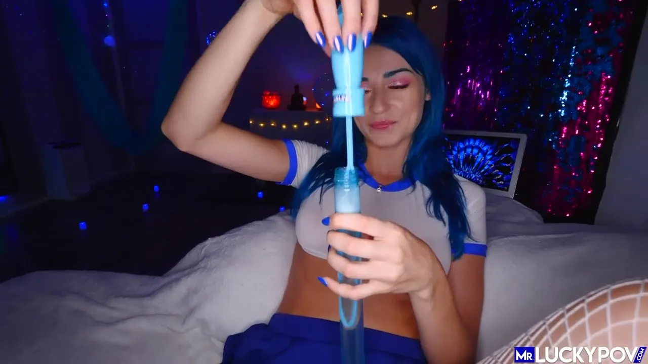Intense POV Experience with a Blue-Haired Beauty