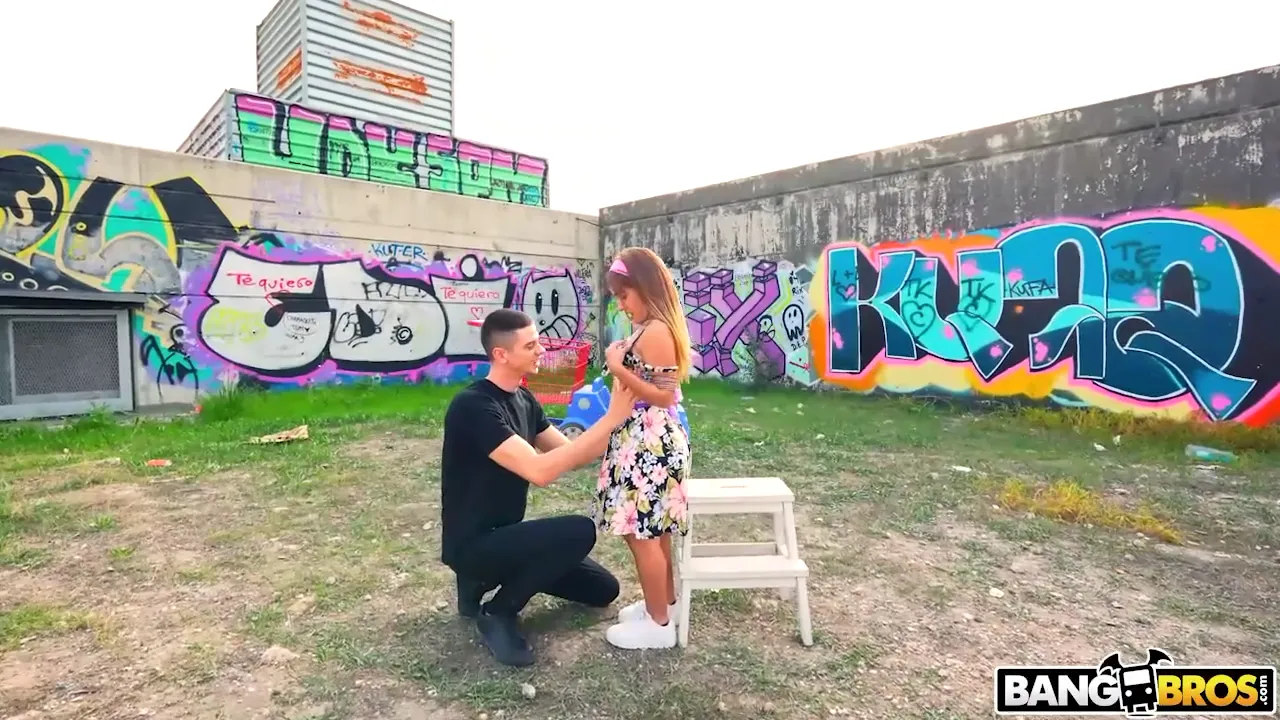 Young Couple Engages in Passionate Outdoor Encounter