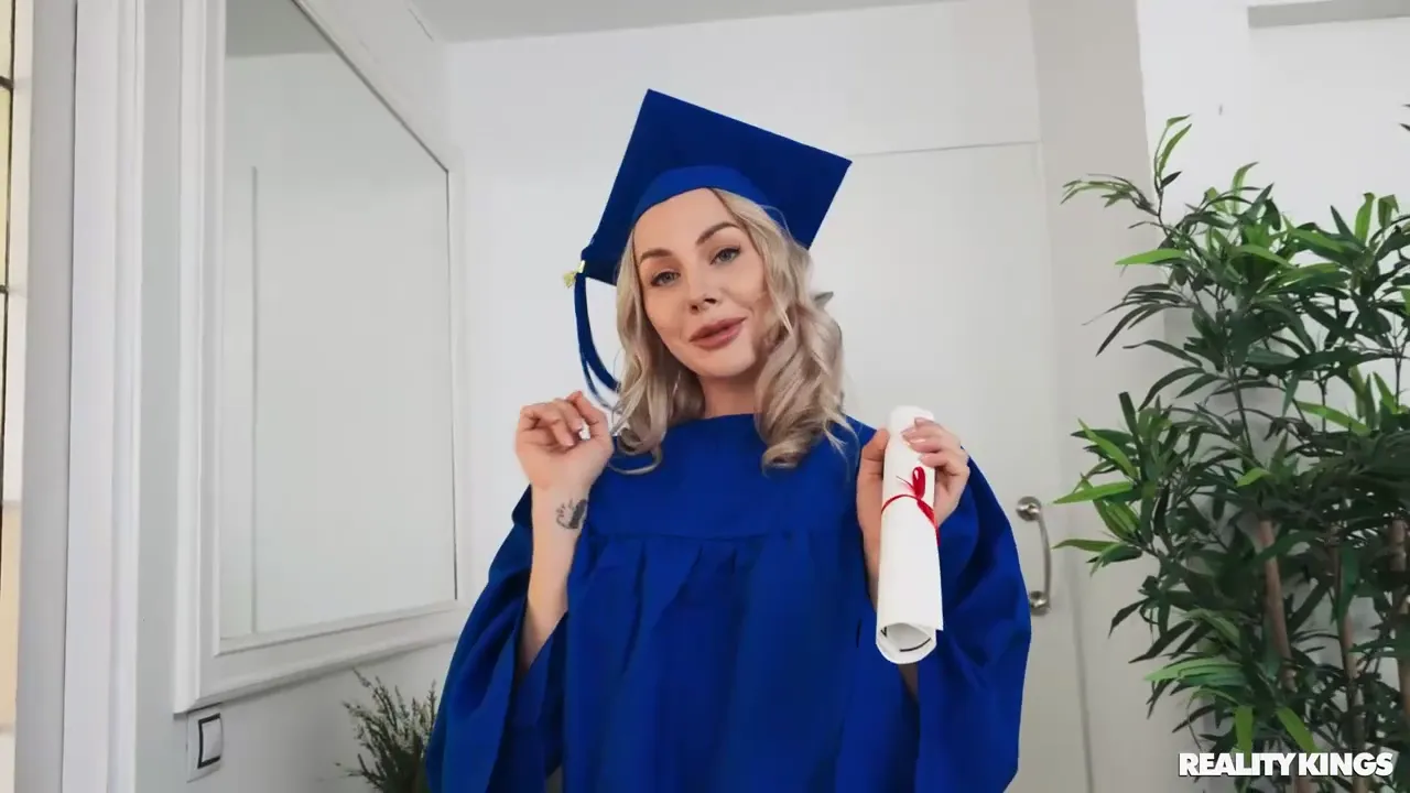 Graduation Celebration: Curvy Blonde Embraces Anal Adventure