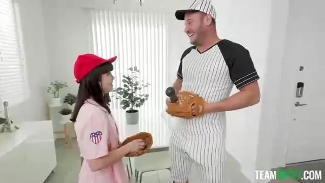 Brunette Learns the Art of Oral Pleasure Instead of Playing Baseball