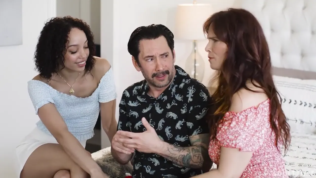 Two Hot MILFs Convince Mustached Guy for a Threesome Experience