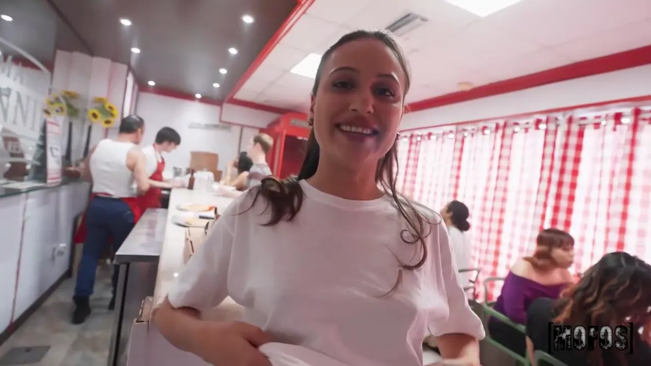 Passionate Seductress Performs Oral Pleasure on Stranger in Café