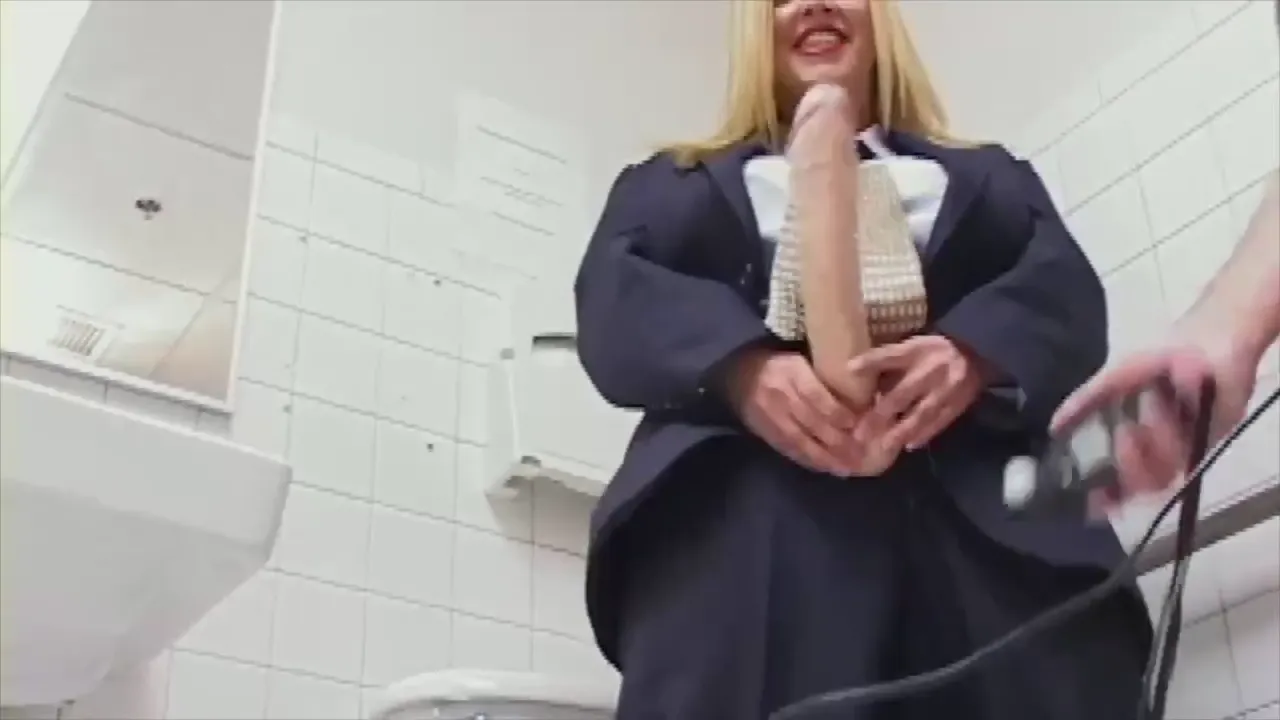 Curvy Blonde Enjoys Solo Pleasure in the Bathroom