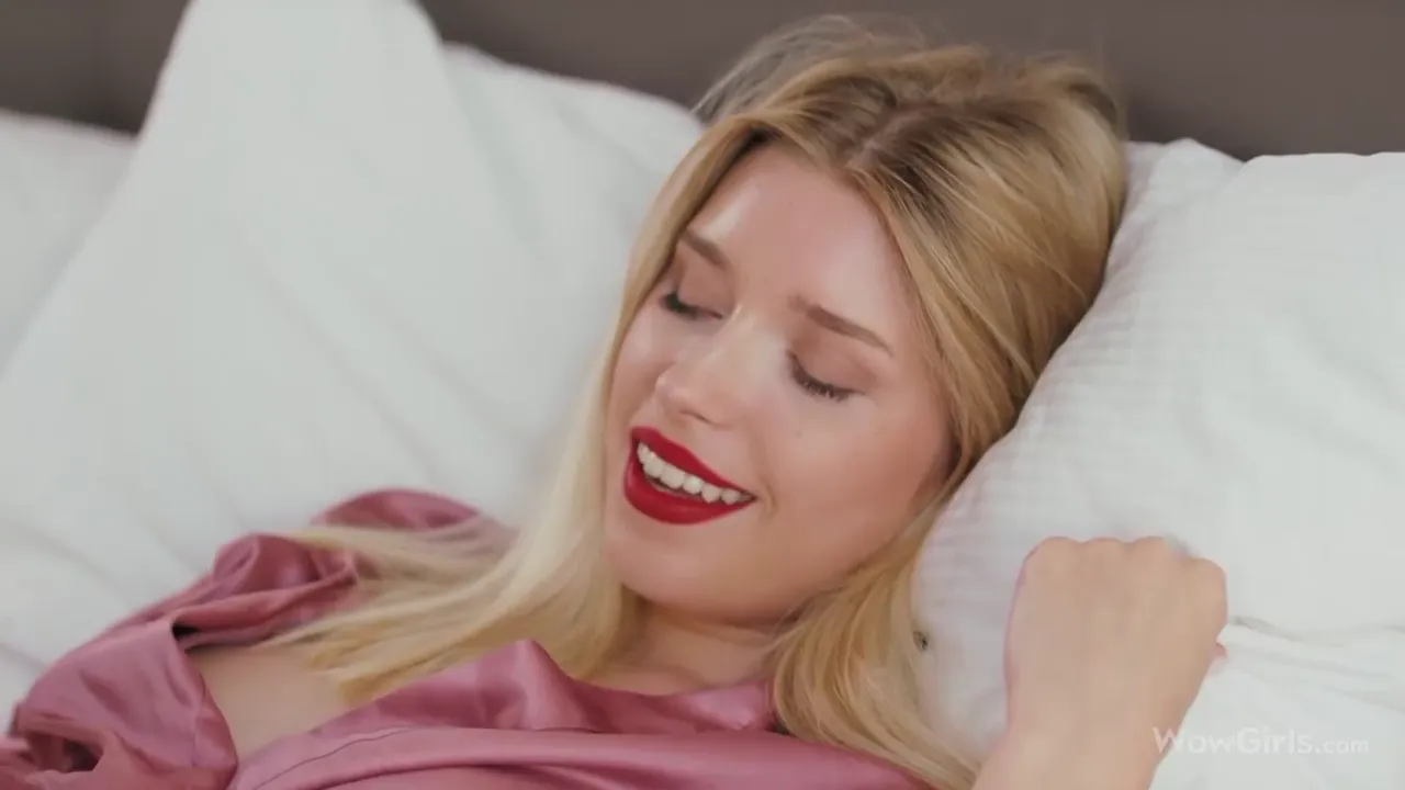 Blonde Beauty Enjoys a Gentle Solo Moment