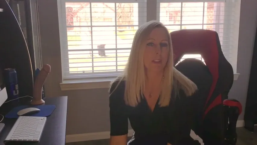 Busty Blonde Takes Control in Office Chair